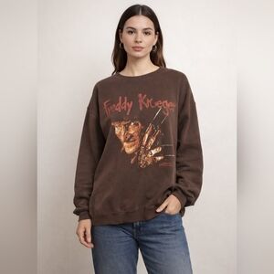 NWOT Freddy Krueger Brown Crew Loose Fit Sweater, size Medium